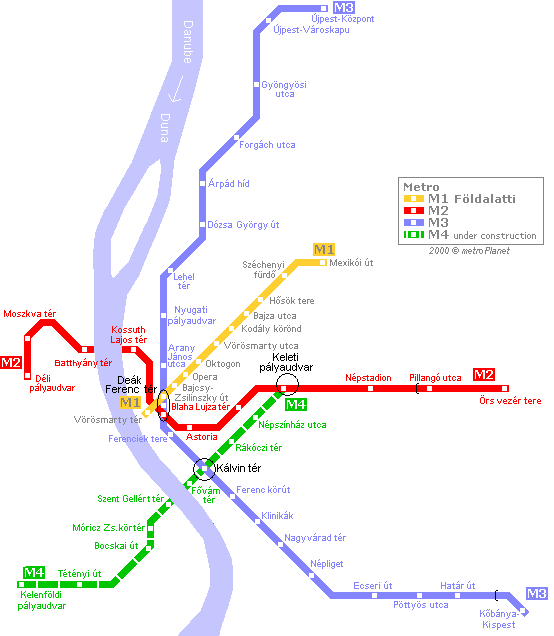 Схема линий Будапештского метро