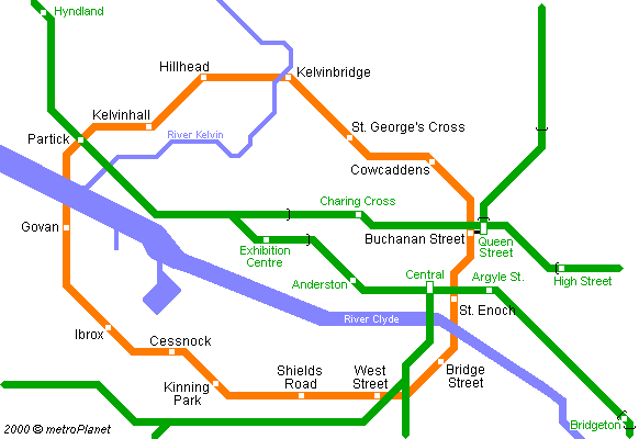 Схема линий метро Гласго
